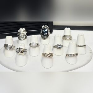 10 Silver Rings Stamped  925  Elegant Bundle